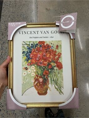 NWT Harlow Gold Framed 'Red Poppies and Daisies' Art Print